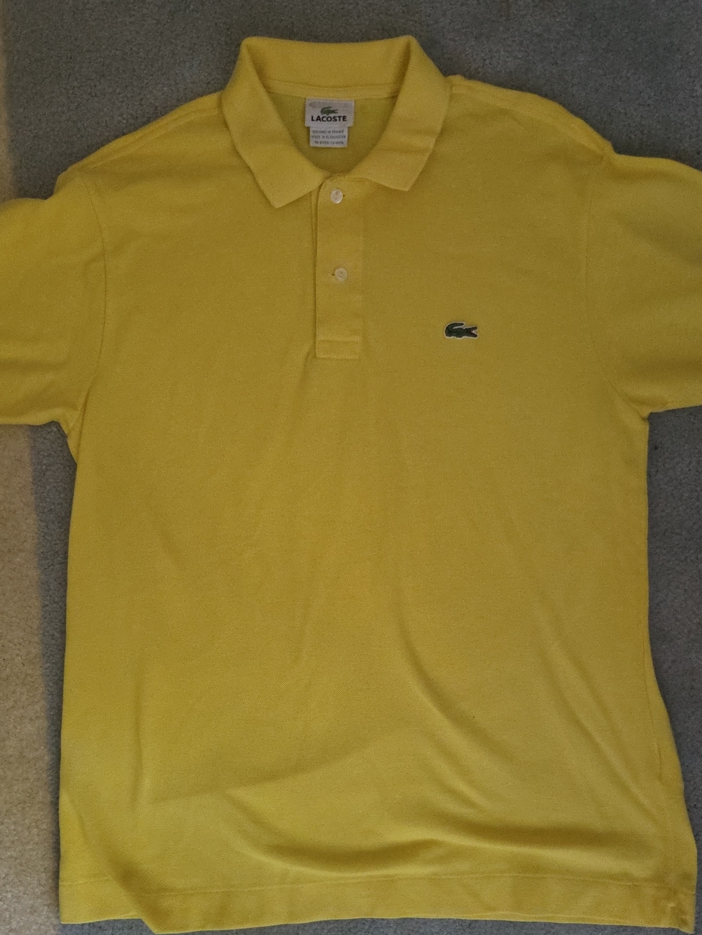 Lacoste Men's Bright Yellow Polo with Crocodile Logo, Regular M/L Slim
